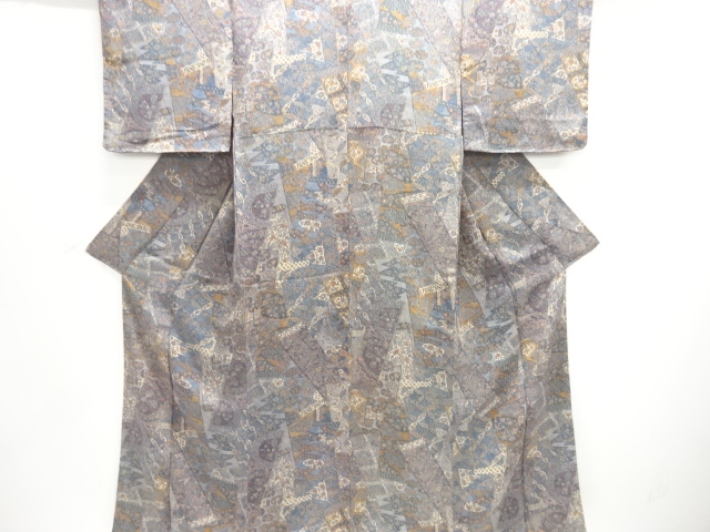 JAPANESE KIMONO / KOMON / CHIRIMEN / FLOWER CLASSICAL PATTERN